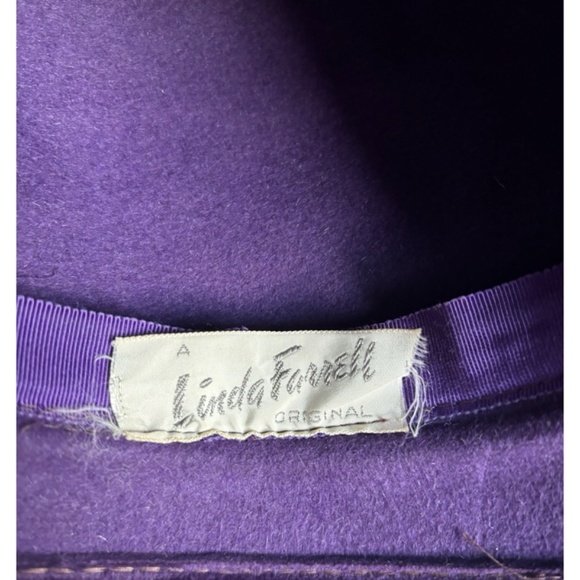 Vintage 60's Velour Mod Bucket Hat - Purple with accent bow - 6 1/2" - Picture 7 of 7